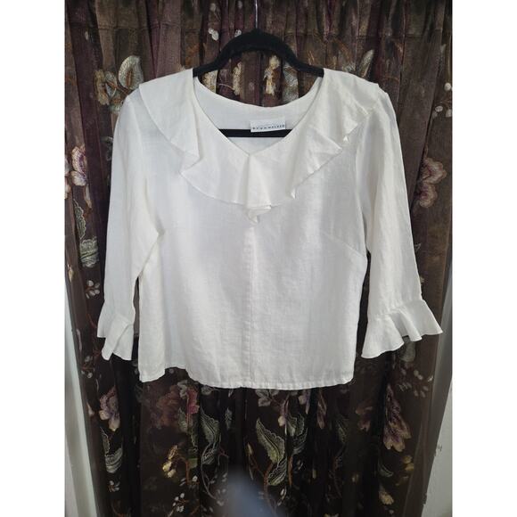 Bryn Walker Ruffle Linen Top Medium - Picture 5 of 15